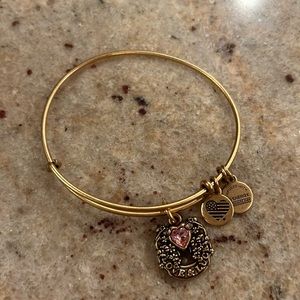 Gold tone Alex & Ani Love and Luck Horshoe Bangle Bracelet
